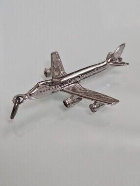 Sterling Silver Boeing Airplane Bracelet Charm 925 Pendant